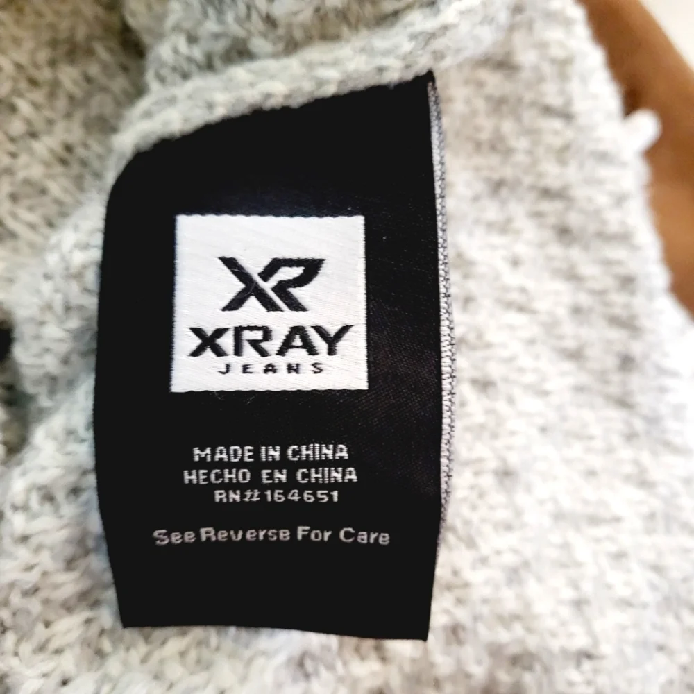 X-RAY Shawl Collar Pullover Sweater Faux Suede Shoulder Patches Oatmeal Men's M